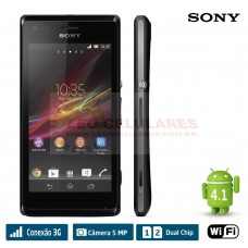 SMARTPHONE SONY XPERIA M C2004, DUAL CHIP 3G ANDROID 4.1 CÂMERA 5MP TELA 4” PRETO USADO